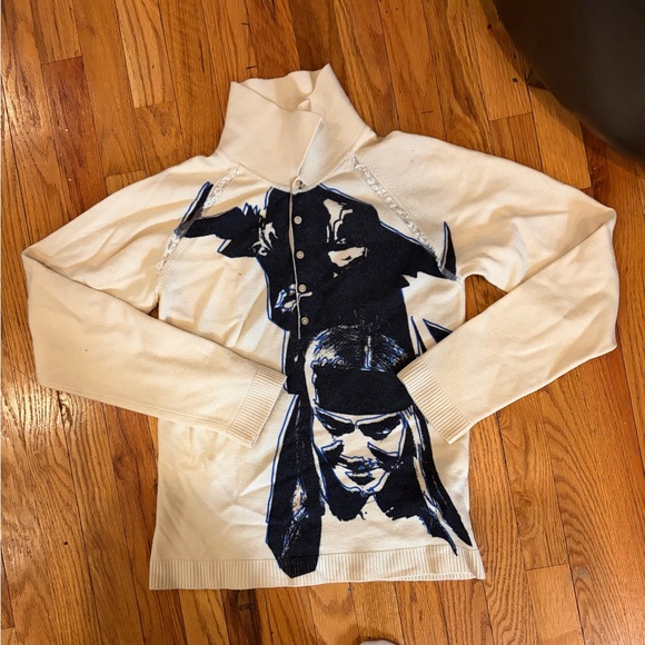 John Galliano Cashmere/Wool Blend Cream and Black Sweater